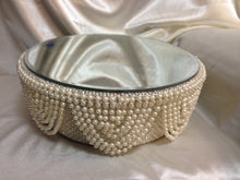 Load image into Gallery viewer, Pearl Rhinestone Wedding Cake Stand Vintage Inspired Mirror Top Cake display stand
