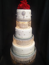 Load image into Gallery viewer, Faux crystal tiered stacked cake stands cake dividers + LED lights by Crystal wedding uk
