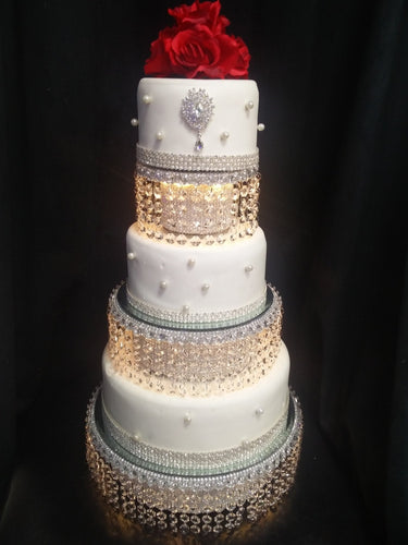 Faux crystal tiered stacked cake stands cake dividers + LED lights by Crystal wedding uk