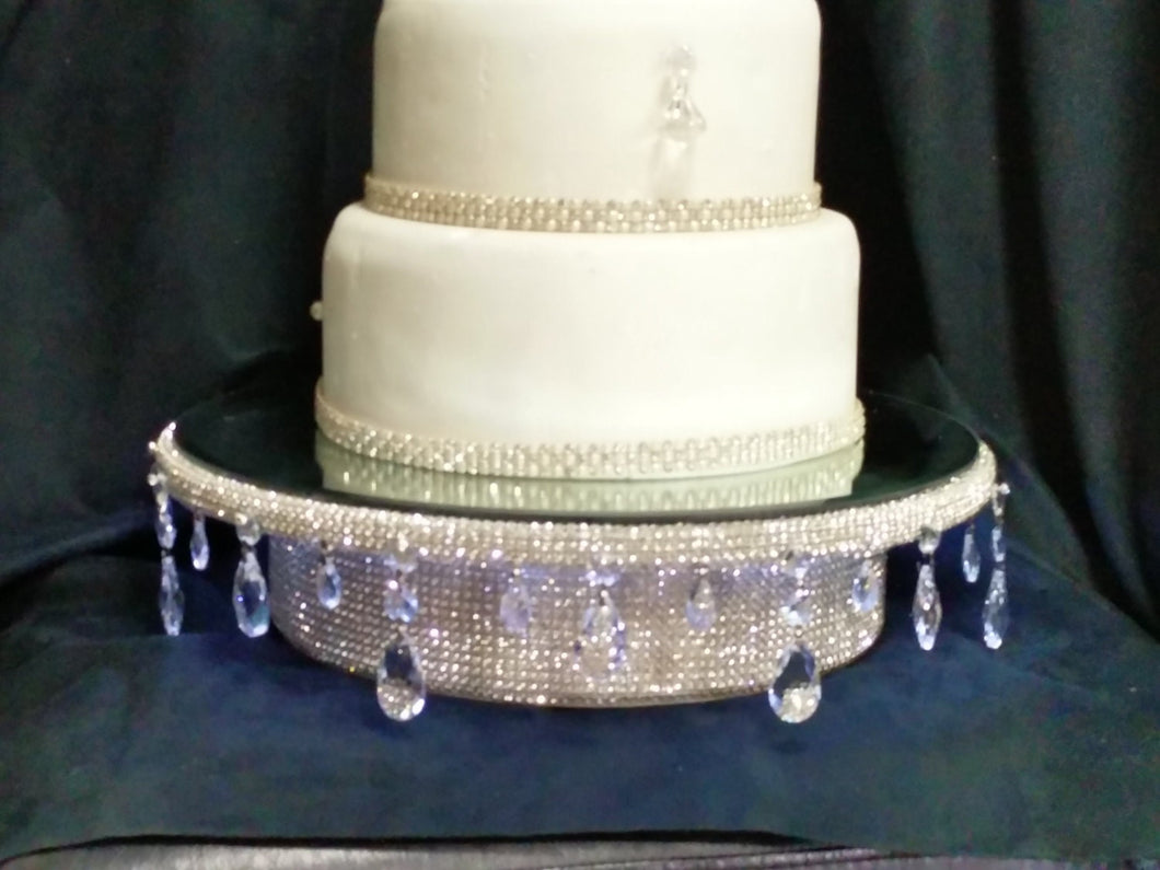 Wedding cake stand, Teardrop design + LED lights - round or square Real crystal AB, Gold or Silver cols by Crystal wedding uk