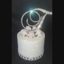 Load and play video in Gallery viewer, Swarovski Crystal elements Wedding Cake topper  many sizes Any Letter monogram custom cake topper, bling cake topper, rhinestone cake topper
