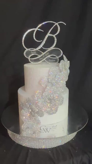 Silver Rhinestone Flower Cake Decoration  Wedding Cake Embellishment Engagement cake brooch