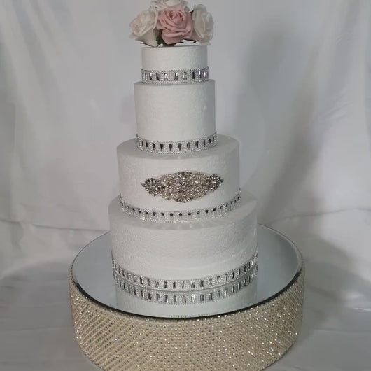 Pearl & Real Crystal Wedding Cake Stand | Custom Size Pearl Cake Stand | Luxury Wedding Dessert Display Stand