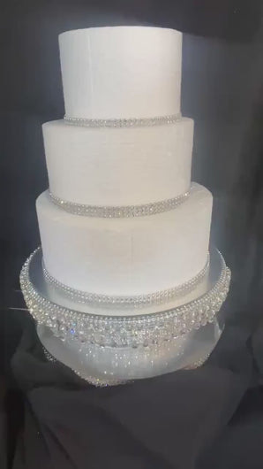 Rotating Crystal Wedding Cake Stand with Mirror Top - Electric Display