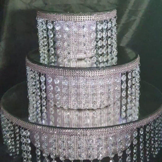 Diamante Cake Separator with LED Lights: Faux Crystal Wedding Display