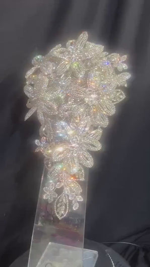 Diamante Flower Bouquet: Crystal Rhinestone wedding Bridal Bouquet 8" x 13" -Handmade to order