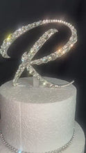 Load and play video in Gallery viewer, Crystal Initial Cake Topper - Handmade Glass letter A-Z Cake topper , Wedding Keepsake
