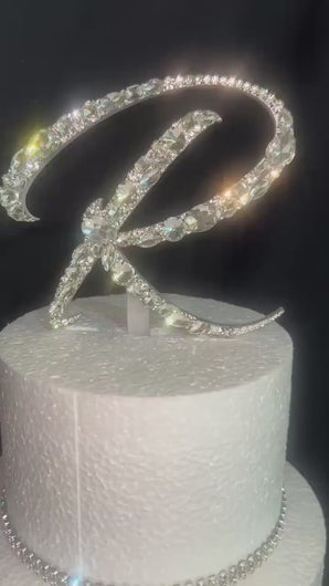 Crystal Initial Cake Topper - Handmade Glass letter A-Z Cake topper , Wedding Keepsake