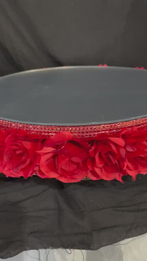 Red Rose Wedding Cake Stand: Diamante Mirror Display