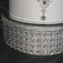 Load and play video in Gallery viewer, Crystal Cake Stand Set | 3 Tier Wedding Cake Stand | Diamante Crystal Cake Display | Luxury Cake Stand for Weddings &amp; Events
