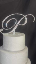 Load and play video in Gallery viewer, Swarovski Crystal Monogram Cake Topper: Custom Initial, 6" Tall
