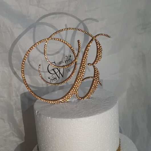 Personalised Crystal Letter Cake Topper, Rhinestone Initial Cake Decor, Luxury Wedding Birthday Monogram, Custom Cake Letter 5" TALL