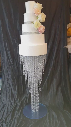 Crystal wedding cake table. cake stand, chandelier style  Table -  TALL FLOOR STANDING sizes with Led by Crystal wedding uk