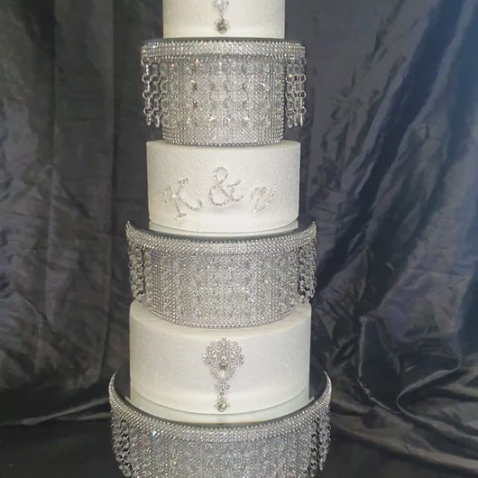 Crystal Monogram Initials & Cake Brooch Set – Luxury Rhinestone Wedding Cake Decorations