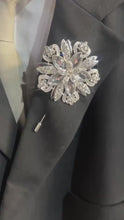 Load and play video in Gallery viewer, Boutionerre crystal flower, grooms buttonhole pin by Crystal wedding uk
