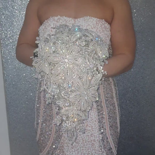 Crystal Bridal Brooch Bouquet: Silver Rhinestone Wedding Bouquet