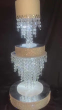 Load and play video in Gallery viewer, 2 Tier Crystal Chandelier Cake Stand Set with LED Lights
