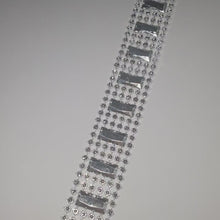 Load and play video in Gallery viewer, Diamante Effect Cake Trim Ribbon, Rectangle Stud Wedding Cake Banding, Crystal Look Craft Trim, Gold Silver Rose Gold Cake Decoration
