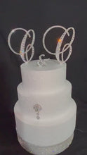 Load and play video in Gallery viewer, Swarovski Crystal Monogram Wedding Cake Topper: 3-Piece Rhinestone Set
