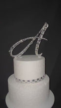 Load and play video in Gallery viewer, Crystal Initial Cake Topper, Personalized Wedding Monogram, Luxury Rhinestone Letter Topper, Bridal Keepsake Cake Decoration
