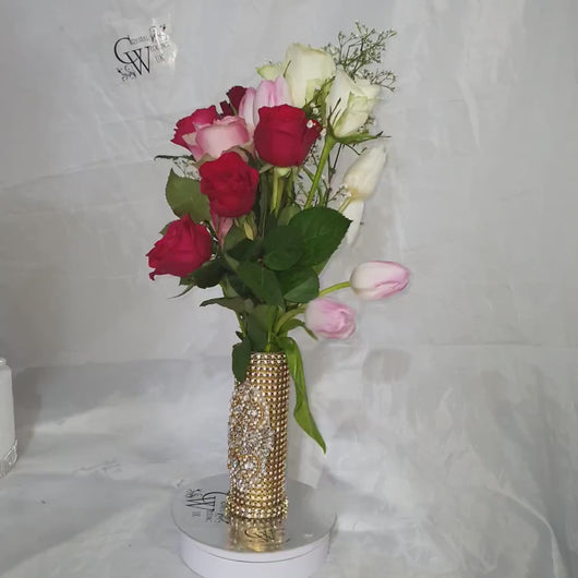 Bling rhinestone Wedding Bouquet Holder: Crystal Diamante jewel handle