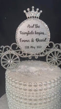 Load and play video in Gallery viewer, Personalised Cake topper- Swarovski crystal elements  - FAIRYTALE Princess carriage design, Cake decoration by Crystal Wedding UK
