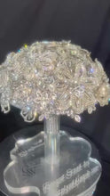 Load and play video in Gallery viewer, Crystal Wedding Bouquet: Diamanté Rhinestone Bridal bouquet brides flowers Posy Keepsake
