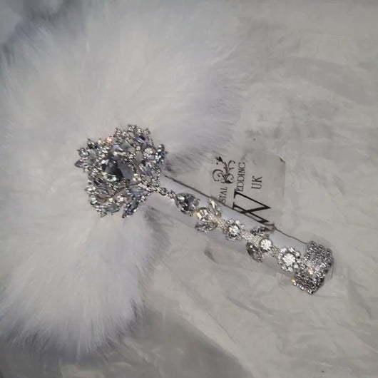 Feather Fan bouquet luxury alternative Bouquet Great Gatsby wedding style -ANY COLOUR Artificial bouquet by Crystal wedding uk