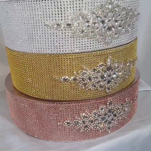 Rhinestone Crystal brooch style cake stand, many colours by Crystal wedding uk