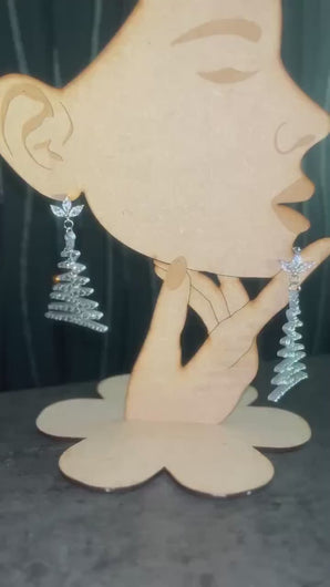 Christmas Tree Earrings: Swarovski elements , in silver or gold,  Handmade to order by Crystal wedding UK