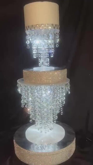 Crystal Chandelier Cake Stand Set 2 Tier Wedding Cake Separator, Clear Glass Crystal Cake Display, Luxury Wedding Cake Stand