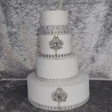 Load and play video in Gallery viewer, Crystal Rhinestone Cake Brooch: Wedding Cake Decoration
