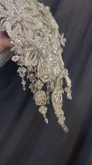 Sparkly Silver Brooch Bouquet, Crystal Rhinestone Wedding Flowers