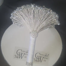 Load and play video in Gallery viewer, Luxury Silver Crystal Bridal Keepsake Bouquet – Handmade Beaded Wedding Bouquet -
