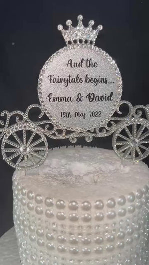 Swarovski Crystal Carriage Cake Topper: Fairytale Wedding Decoration