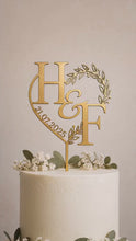 Load and play video in Gallery viewer, Personalized Cake Topper with a Date with Initials, Anniversary Personalised Custom Cake Topper, Couples name Wedding topper
