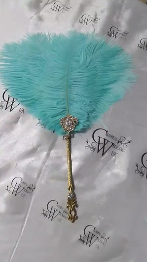 Ostrich Feather Fan: Crystal Bridesmaid Wedding Accessory