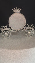 Load and play video in Gallery viewer, Carriage Cake topper - Swarovski crystal elements - Quincinera FAIRYTALE Princess carriage design, Cake decoration by Crystal wedding uk
