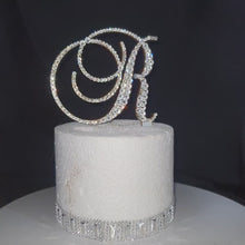 Load and play video in Gallery viewer, Luxury Swarovski Crystal Monogram Cake Topper – Personalised Letter, 6 inch
