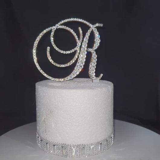 Luxury Swarovski Crystal Monogram Cake Topper – Personalised Letter, 6 inch