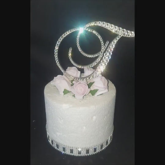 Swarovski Crystal Wedding Cake Topper Custom Monogram Letter, Rhinestone Bling cake Initial Cake decoration