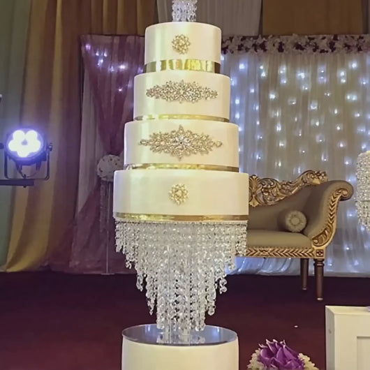 2 Tier Crystal Chandelier Cake Stand Set with LED Lights