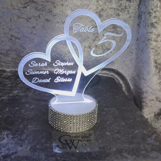 Acrylic Light Up table number Centerpieces, Personalized Quincinera, Birthday, Bar/Bat Mitzvah, Weddings, Graduation by Crystal Wedding UK