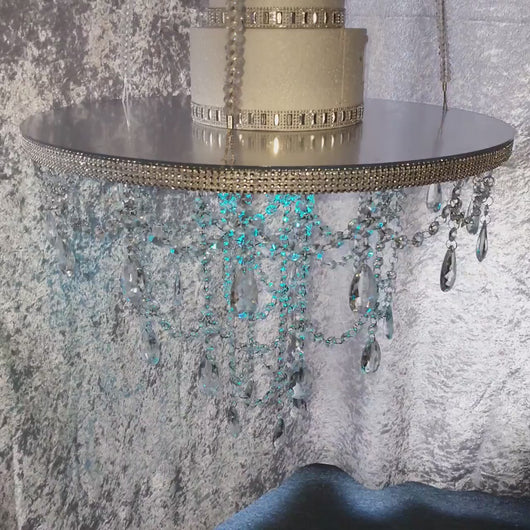 Crystal Cake Chandelier: Mirror Top Swing Platform with Remote LED