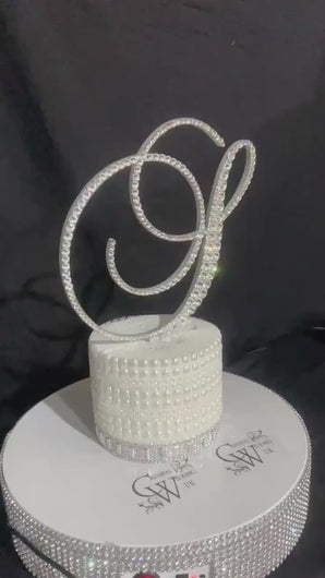 Swarovski Crystal Cake Topper: 5" Monogram Rhinestone Letter