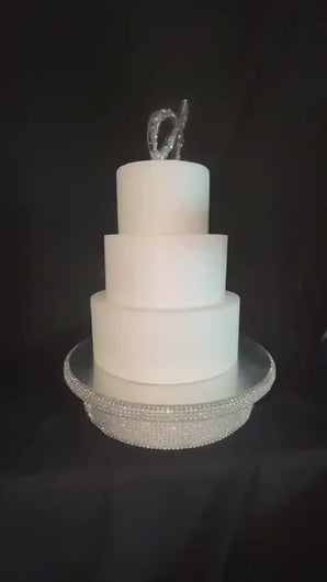 Crystal Rotating Wedding Cake Stand 360 Turntable Display Platform  Mirrored Cake Base         + Free Gift Rhinestone monogram Cake Topper