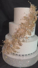 Load and play video in Gallery viewer, Gold Flower Cake Jewelery Rhinestone Wedding Cake Decoration
