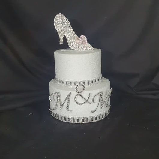 Swarovski Crystal Glass Slipper Cake Topper: Fairytale Wedding Decor