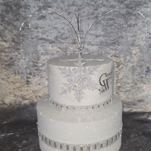 Load and play video in Gallery viewer, Snowflake Cake topper  with AB crystal centres
