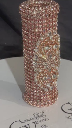Rhinestone & Pearl Wedding Bouquet Holder: Glam Crystal Diamonte
